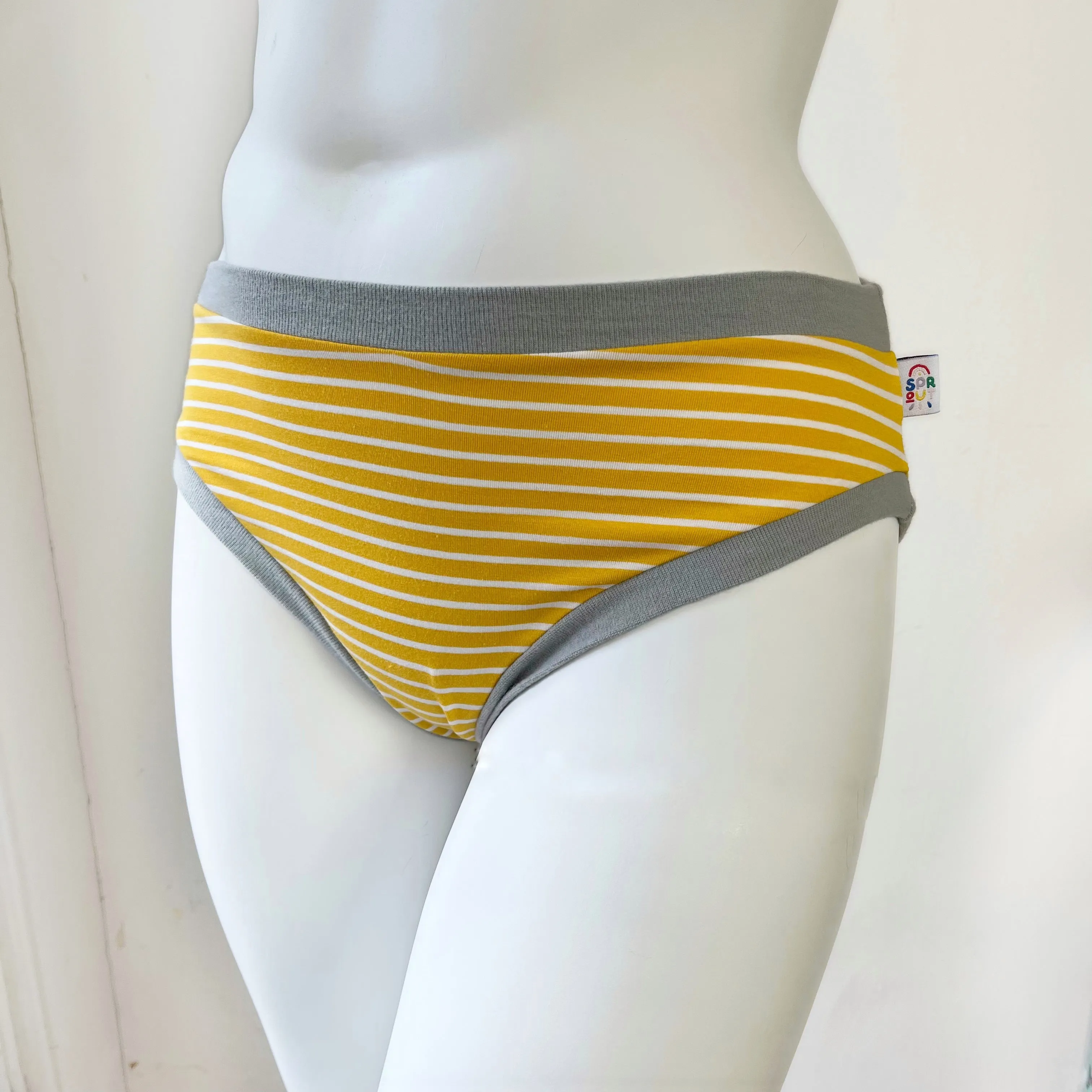 Yellow Stripe Adult Pants | Women's Knickers | Organic Cotton Underwear