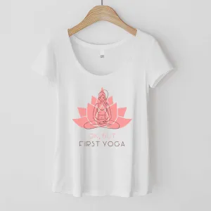 Yoga First with Lotus Pose - Women’s Flex Scoop Neck Tee