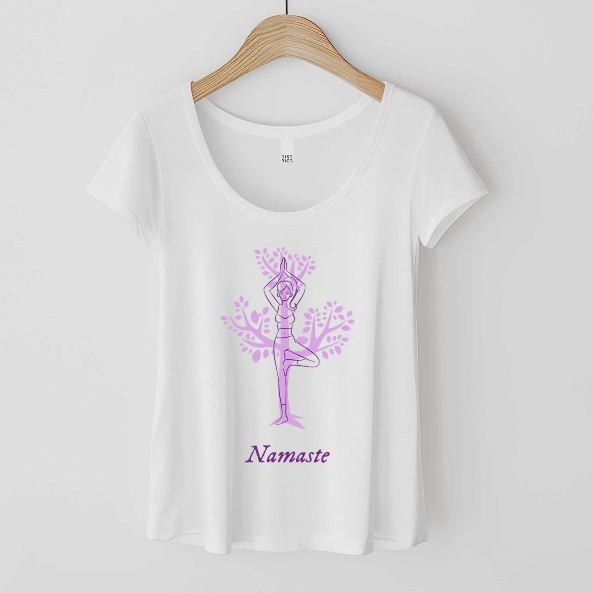 Yoga Namaste in Tree Pose - Women’s Flex Scoop Neck Tee
