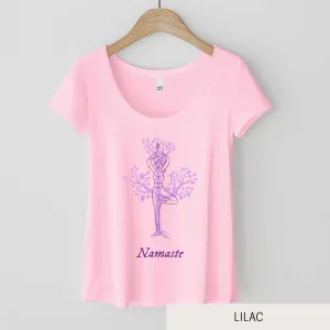 Yoga Namaste in Tree Pose - Women’s Flex Scoop Neck Tee