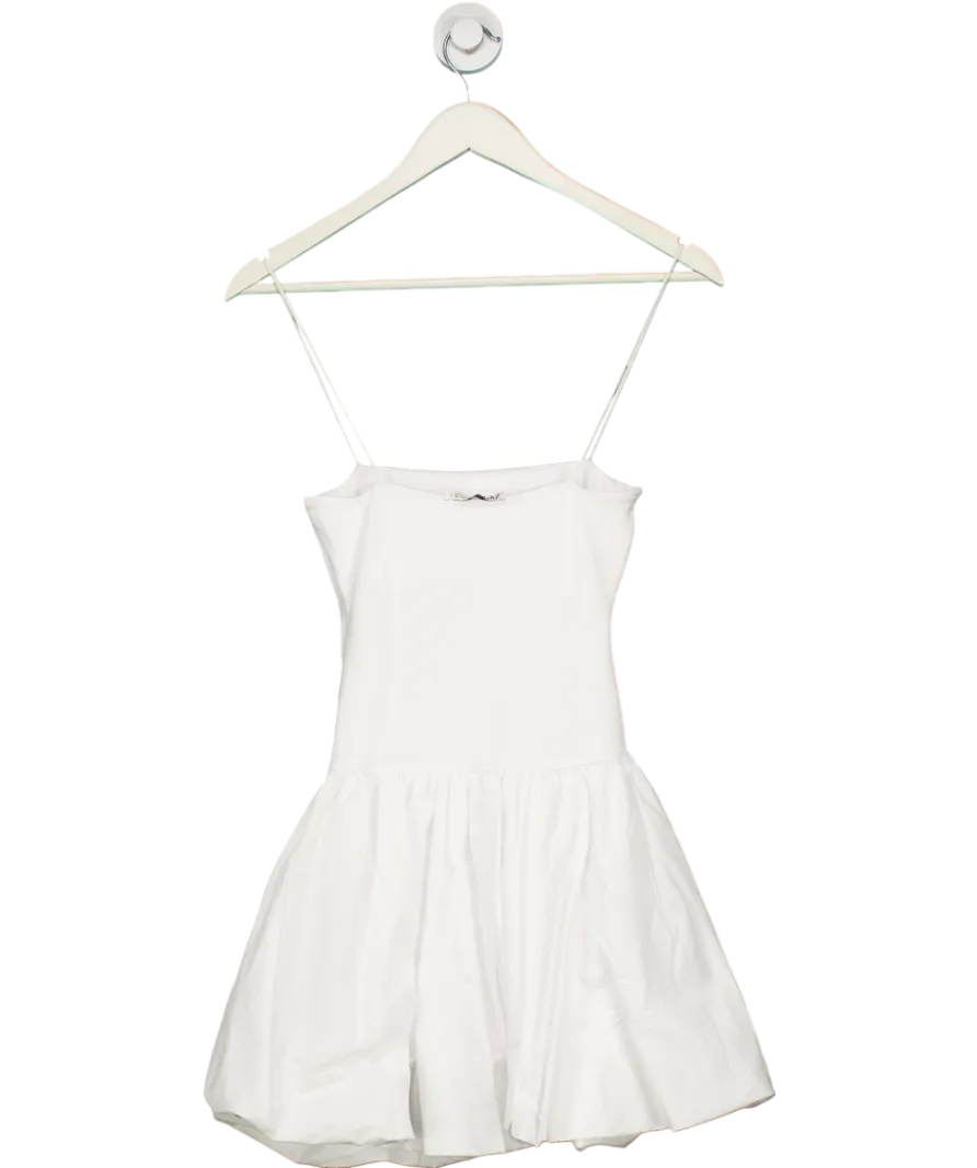 ZARA White Contrast Ribbed Poplin Puff Hem Mini Dress UK S