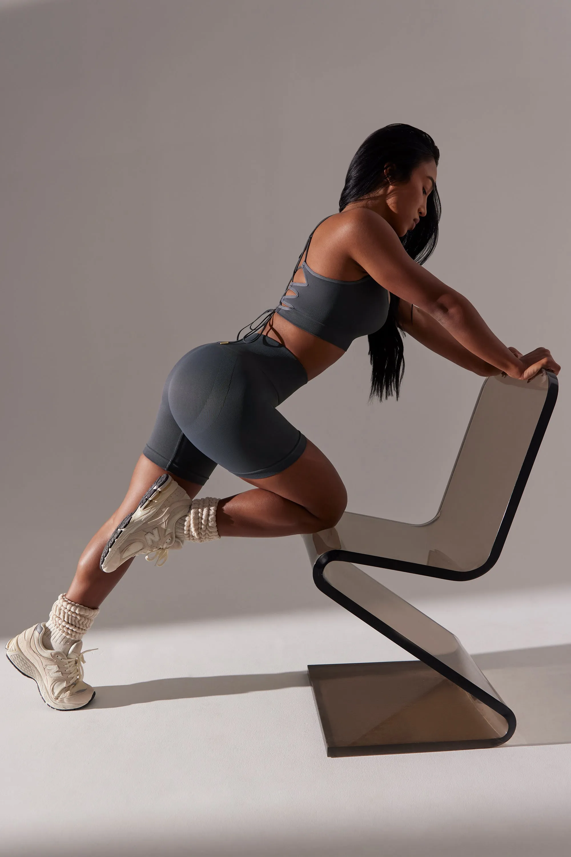 Zealous - High Waist Super Sculpt Biker Shorts in Grey