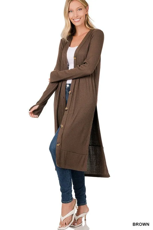 ZENANA Ribbed Long Cardigan