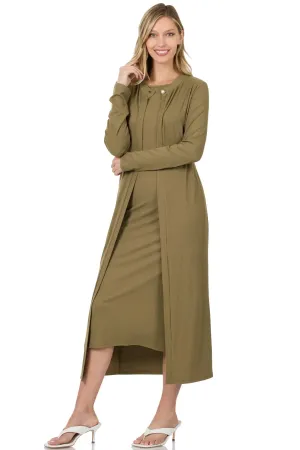 Zenana RIBBED MIDI DRESS & CARDIGAN 2PCS SET RCRS-8070